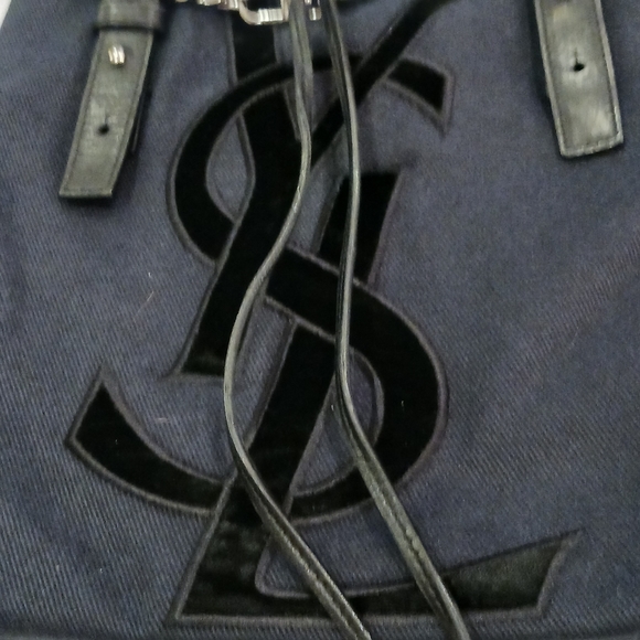 YSL black authentic Paris Black Canvas & Velvet Drawstring. - Picture 5 of 16